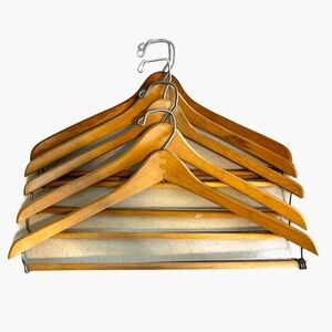 Bundle of 5 Vintage Wishbone Wooden Suit Hangers